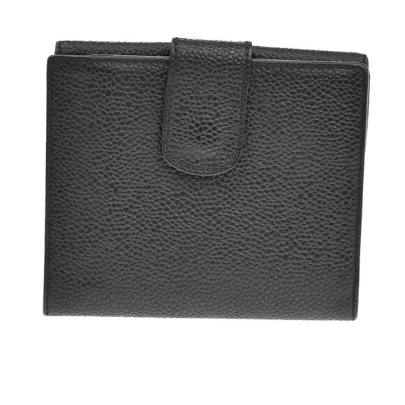 CHANEL CC Logo Compact Wallet Grained Calfskin Leather Black Vintage - Picture 7 of 16